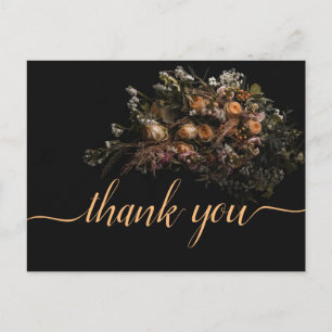 Dark Vintag orange Floral Vielen Dank Postca Postkarte