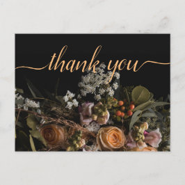 Dark Vintag orange Floral Vielen Dank Postca Postkarte