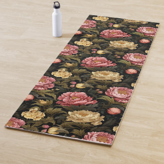 Dark Vintag Peony Floral Gemustert Yogamatte