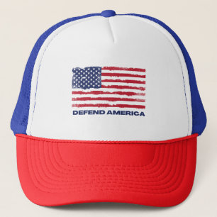 Dark Vintag USA Flag Defender America Trucker Hat Truckerkappe
