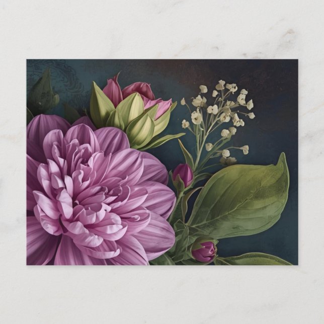 Dark Vintage Flowers Postkarte (Vorderseite)