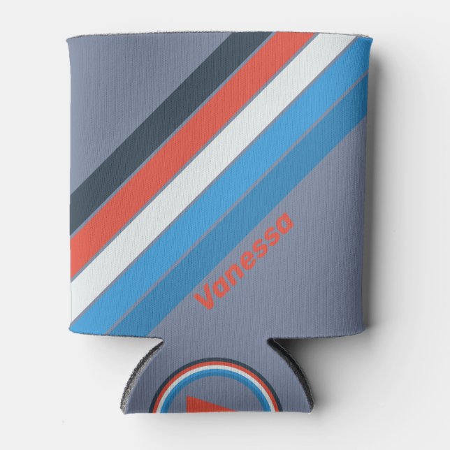 Dark Vintage Stripes with Name Dosenkühler (Vorderseite)