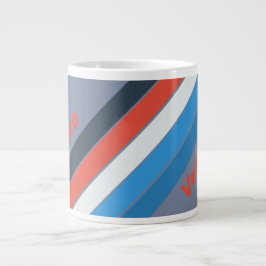 Dark Vintage Stripes with Name Jumbo-Tasse