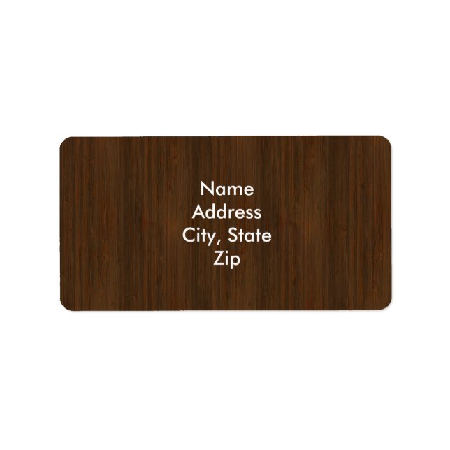 Dark Walnut Brown Bamboo Wood Grain Look Adressaufkleber (Vorne)