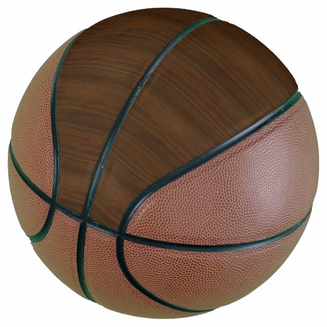 Dark Walnut Brown Bamboo Wood Grain Look Basketball (angewinkelt)