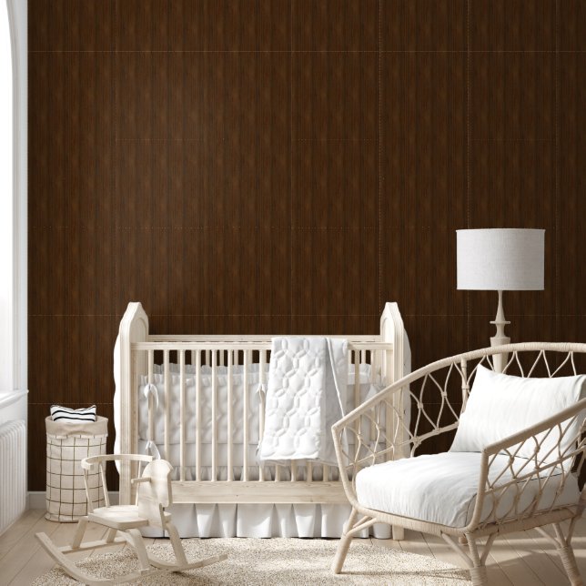 Dark Walnut Brown Bamboo Wood Grain Look Tapete (Kinder)