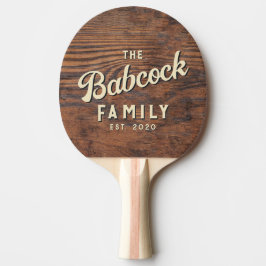 Dark Walnut Wood Retro Family Name & Year Tischtennis Schläger