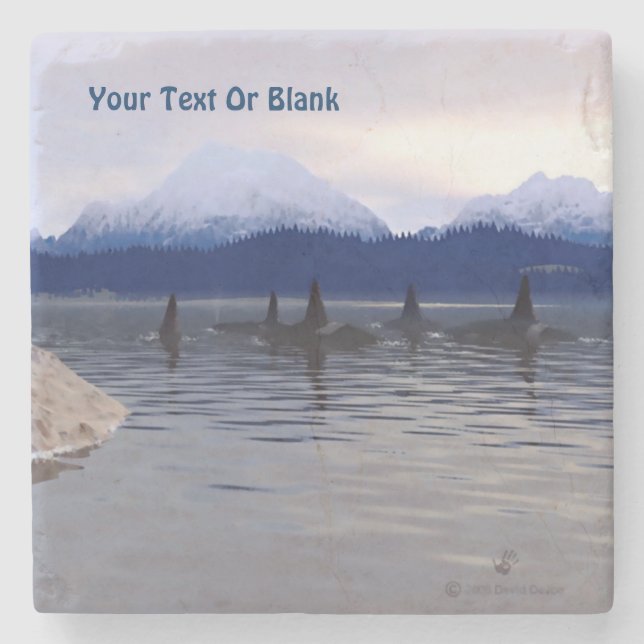 Dark Water Orca Steinuntersetzer (Vorderseite)