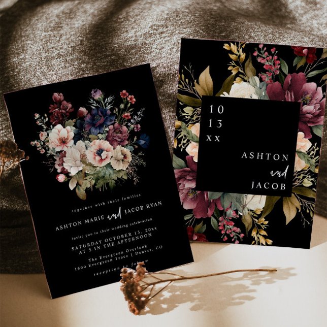 Dark Wedding Stationery Floral Wedding Einladungen (Von Creator hochgeladen)