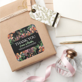 Dark Wild Blume Save the Date Quadratischer Aufkleber