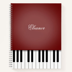 Dark Wine Red Piano Music - Custom-Tastatur Notizbuch