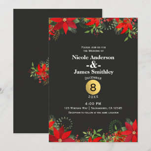 Dark Winter Wedding Poinsettia + Goldener Urlaub Einladung