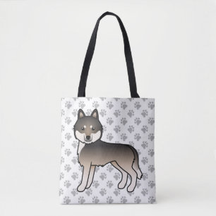 Dark Wolf Gray Siberian Husky Cartoon Dog & Paws