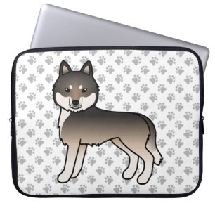 Dark Wolf Gray Siberian Husky Niedlich Cartoon Dog Laptopschutzhülle
