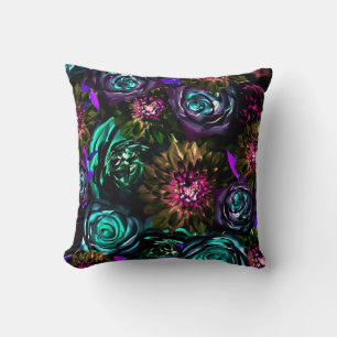 Dark Wonderland Bold Glamour Floral Blume Kissen