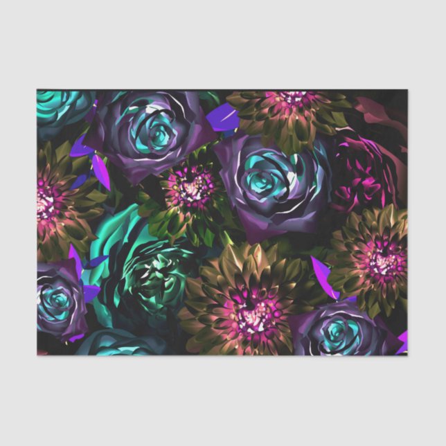 Dark Wonderland Bold Glamour Floral Blume Party Seidenpapier (Vorderseite)