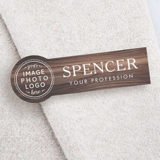 Dark wood Look Name Logo Namensschild (Dark wood look name title custom logo tag)