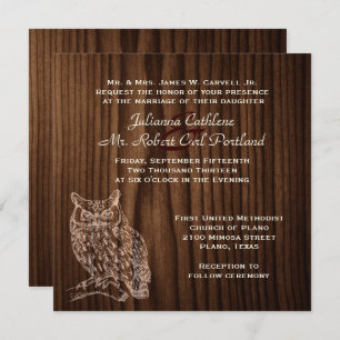 Dark Wood Owl Wild Life Wedding Einladung