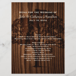 Dark Wood Tree Country Wedding Table Menu Menükarte