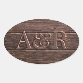 Dark Wooden Effect Sticker Monogramm,