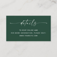 Dark Woodland Green Wedding Details + QR Code