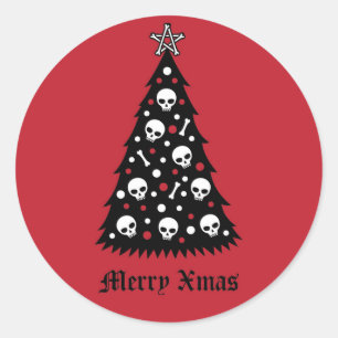 Dark Xmas Tree Runder Aufkleber