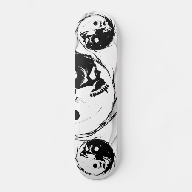 Dark Yin Yang Vampire Skull Religious Symbol Skateboard (Vorderseite)