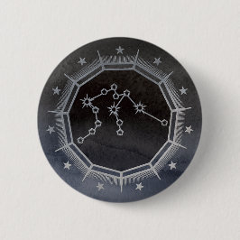 Dark Zodiac: Aquarius Birth Sign Black & Silver Button