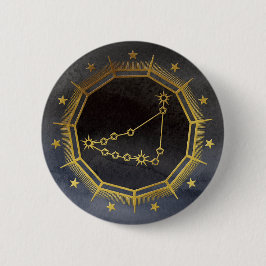 Dark Zodiac: Capricorn Birth Sign Black & Gold Button