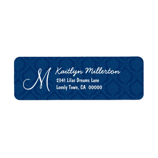 DarkBlue Damask Monogram M Wedding V608 (Vorne)