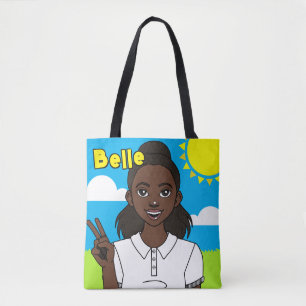 Darker Skin Cartoon Girl School Student Library
