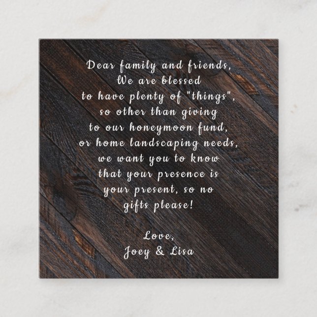 Darkes Holz, nach Kundenwunsch, als Bulk Karte (Vorderseite)