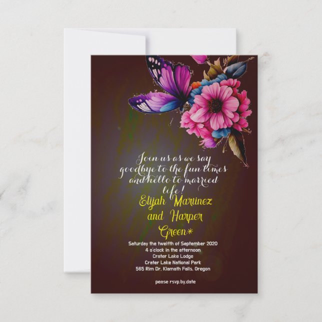 darkpinkgelbe Blütenhochzeit (Vorderseite)