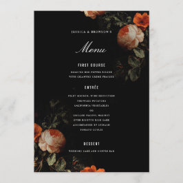 DarkRomantic Floral Dutch Master Painterly Wedding Menükarte