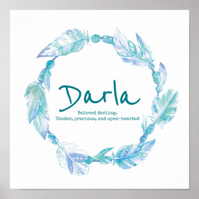 Darla feather perlen kranken name aqua meint poster (Vorne)