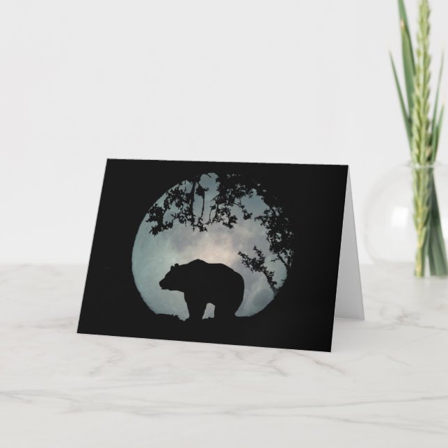 Darling Bear in Moon Birthday Card Karte (Vorderseite)