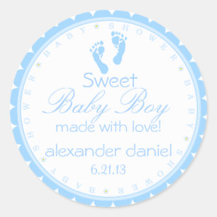 Darling Blue Footprints Baby Dusche Runder Aufkleber