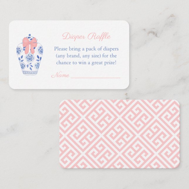 Darling Ginger Jar Girl Baby Duwer Windel Raffle Begleitkarte (Vorne/Hinten)