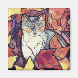 Darling Herbst Leaves Kitty Cat "Buntglas" Magnet