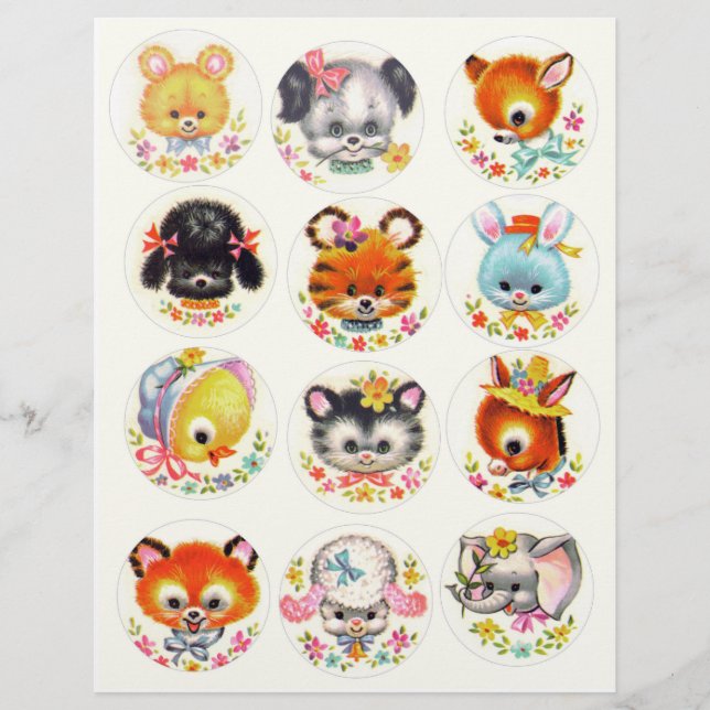 Darling Midi Century Animals in Circle Kontur (Vorderseite)