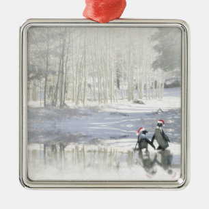 Darling Penguins Ice Skaten Holiday Ornament Aus Metall