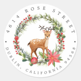 Darling Reindeer | Rücksendeadresse für Weihnachte Runder Aufkleber