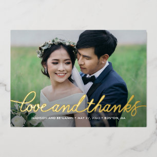 Darling Script REAL FOIL Foto Danke Karte