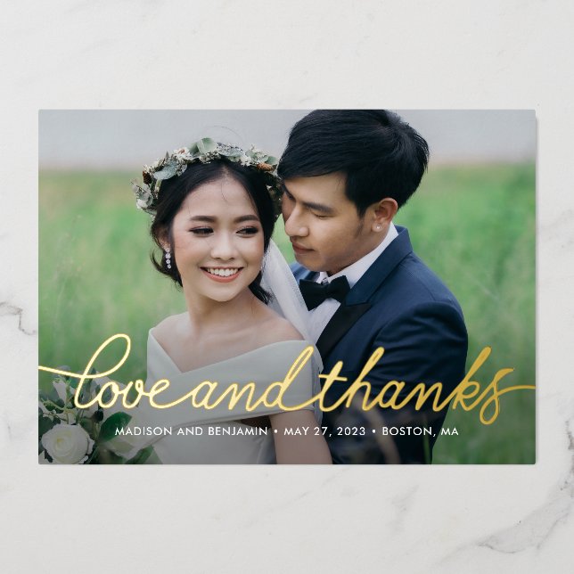 Darling Script REAL FOIL Foto Danke Karte (Vorderseite)