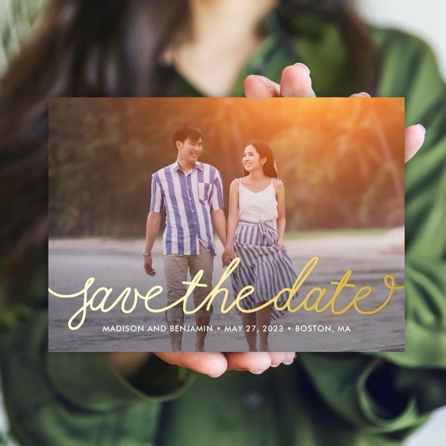Darling Script REAL FOIL Save The Date Karte (Von Creator hochgeladen)