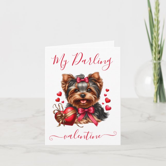 Darling Yorkie Valentine Feiertagskarte (Vorderseite)