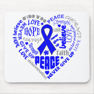 Darmkrebs-Bewusstseins-Herz-Wörter Mousepad