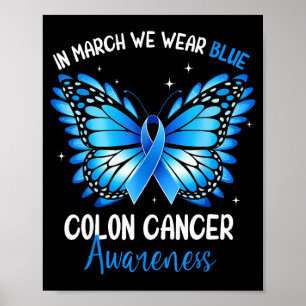 Darmkrebs Blau Schmetterling Darmkrebsbewusstsein Poster