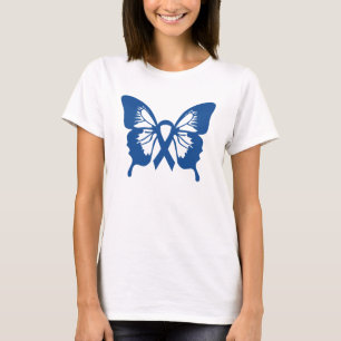Darmkrebs-T - Shirt mit blauem Schmetterling u.