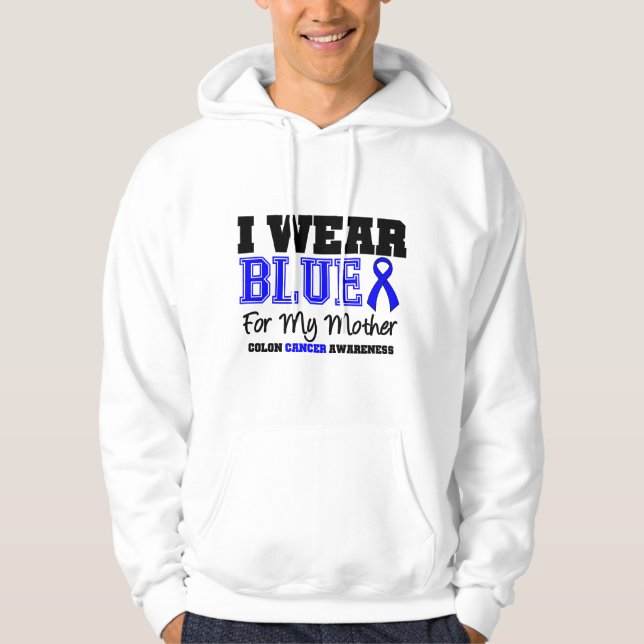 Darmkrebs trage ich blaues Band für meine Mutter Hoodie (Vorderseite)